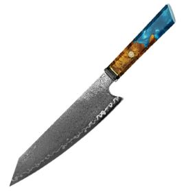 Seido Chef's Knife For Japanese Cuisine In Damascus- Light blue