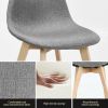 Set of 2 Mid-Century Modern Gray Linen Upholstered Dining Chair with Wood Legs