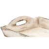 Benzara Distressed Wooden Serving Trays With Handles; Set Of 2; White