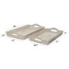 Benzara Distressed Wooden Serving Trays With Handles; Set Of 2; White