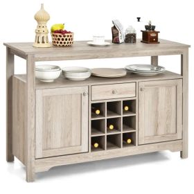 Server Buffet Sideboard With Wine Rack and Open Shelf