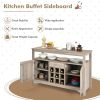 Server Buffet Sideboard With Wine Rack and Open Shelf