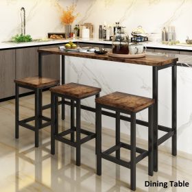 Counter Height Extra Long Dining Table Set with 3 Stools (Color: Brown)