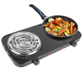 Electric Double Burner Portable Stove 2000W (Color: Black)