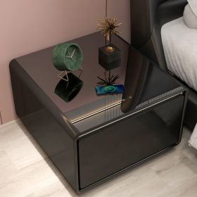 Smart Side Table with Built in Fridge, Wireless charging, Power socket and Human sensor light (Color: Black)