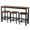 Counter Height Extra Long Dining Table Set with 3 Stools