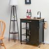 Mobile Kitchen Island Cart with Rubber Wood Top